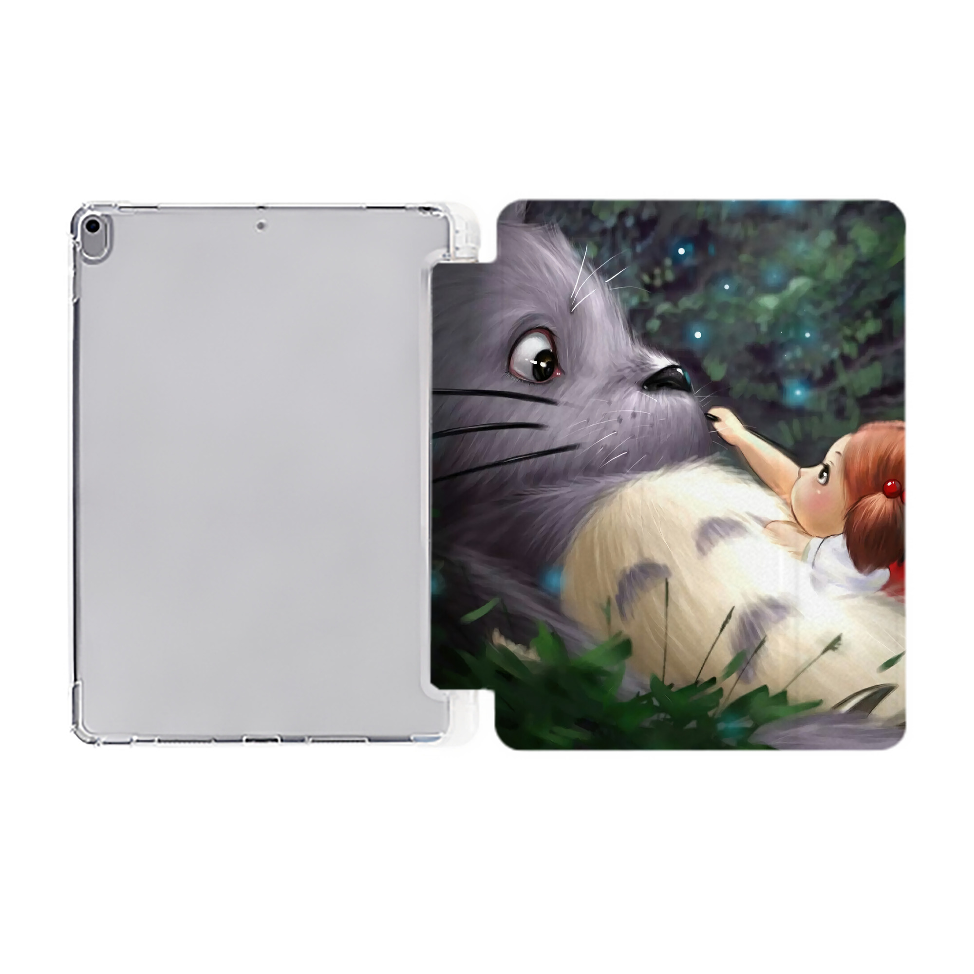 （画像用） となりのトトロ 草壁メイ 草壁サツキ My Neighbor Totoro Satsuki Kusakabe Mei Kusakabe IPad ケース ペン収納付き 三つ折りスタンド PUレザー×シリコン 対応機種9.5/10.5/10.9インチ